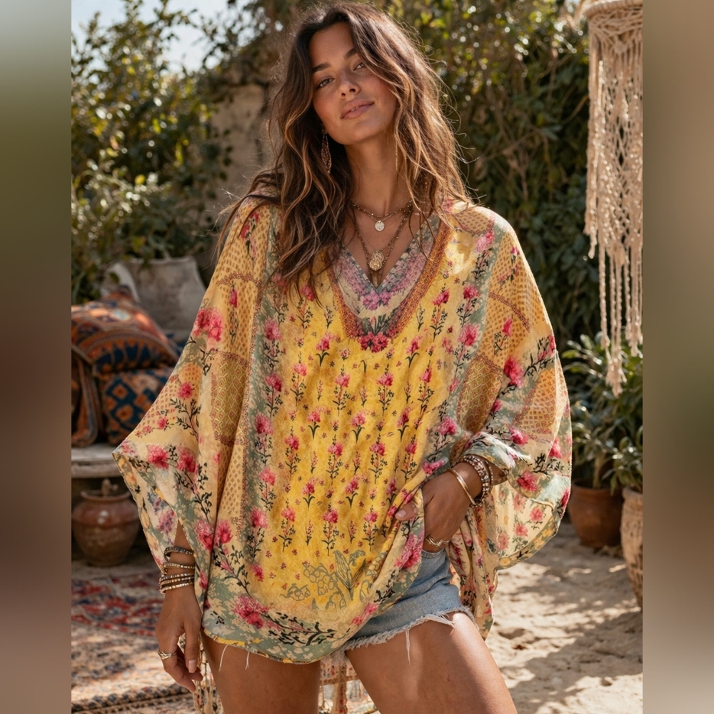 NWOT Feathers By Tolani Floral Tunic